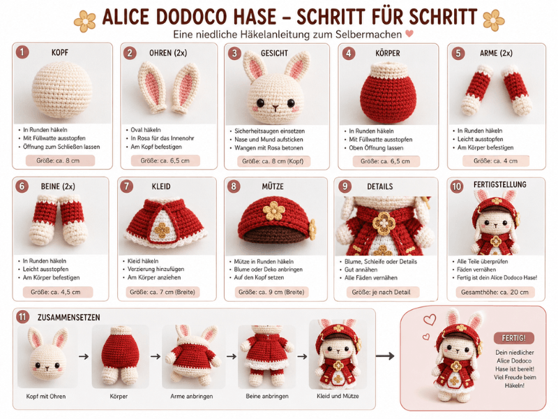 Alice Dodoco Hase häkeln Schritt für Schritt